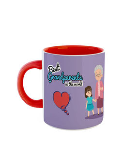 ARTBUG - Red Best Grand Parents In The World Printed Coffee Mug