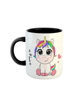 ARTBUG - Black Cute Unicorn Printed Coffee Mug