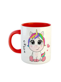 ARTBUG - Red Cute Unicorn Printed Coffee Mug