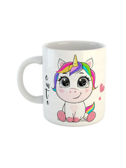 ARTBUG - White Cute Unicorn Printed Coffee Mug