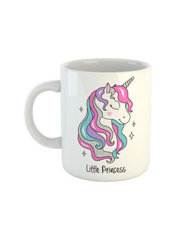 ARTBUG - White Little Princess Unicorn Printed Ceramic Coffee Mug
