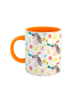 ARTBUG - Orange Unicorn Graphic Printed Ceramic Coffee Mug