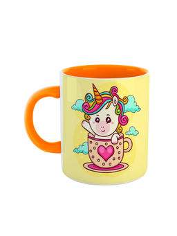 ARTBUG - Orange Unicorn Printed Coffee Mug For Girls
