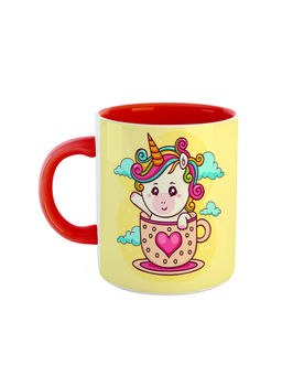 ARTBUG - Red Unicorn Printed Coffee Mug For Girls