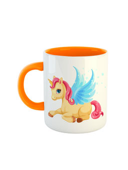 ARTBUG - Orange Unicorn Printed Ceramic Coffee Mug