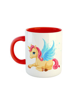 ARTBUG - Red Unicorn Printed Ceramic Coffee Mug