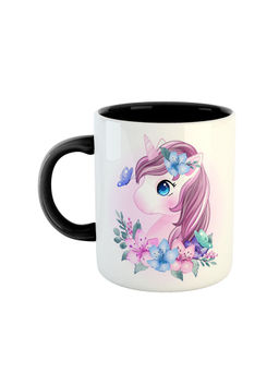 ARTBUG - Black Unicorn Printed Ceramic Coffee Mug For Girls