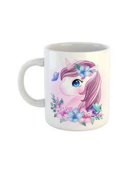 ARTBUG - White Unicorn Printed Ceramic Coffee Mug For Girls