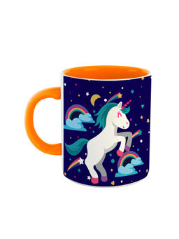 ARTBUG - Orange Unicorn Graphic Printed Ceramic Coffee Mug