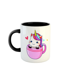 ARTBUG - Black Cute Unicorn Printed Coffee Mug