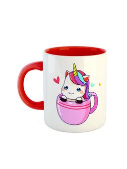 ARTBUG - Red Cute Unicorn Printed Coffee Mug