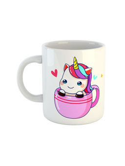 ARTBUG - White Cute Unicorn Printed Coffee Mug