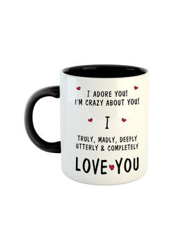 ARTBUG - Black I Adore You! I'M Crazy About You ! Ceramic Coffee Mug