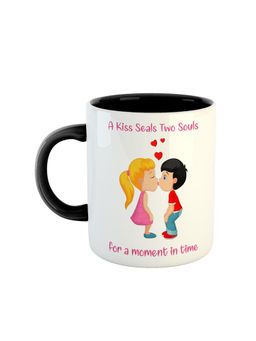 ARTBUG - Black A Kiss Seals Two Souls For A Moment In Time Ceramic Coffee Mug