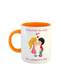 ARTBUG - Orange A Kiss Seals Two Souls For A Moment In Time Ceramic Coffee Mug