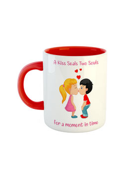 ARTBUG - Red A Kiss Seals Two Souls For A Moment In Time Ceramic Coffee Mug