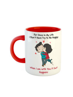 ARTBUG - Red For Once In My Life I Don't Have Try To Be Happy Ceramic Coffee Mug