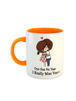 ARTBUG - Orange Oye Sun Na Yaar I Really Miss You Ceramic Coffee Mug