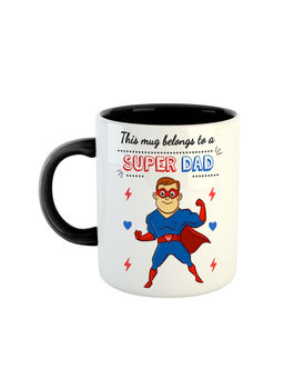 ARTBUG - Black Super Dad Printed Ceramic Coffee Mug