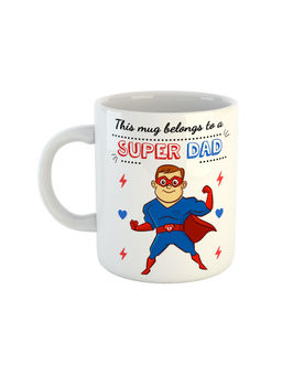 ARTBUG - White Super Dad Printed Ceramic Coffee Mug
