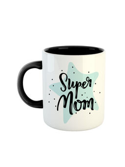 ARTBUG - Black Super Mom Printed Ceramic Coffee Mug