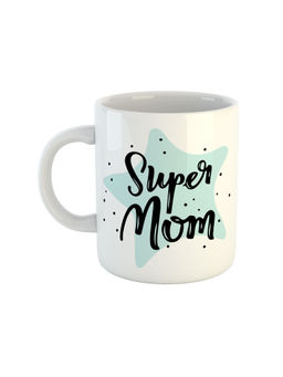ARTBUG - White Super Mom Printed Ceramic Coffee Mug
