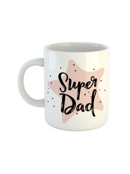 ARTBUG - White Super Dad Printed Ceramic Coffee Mug