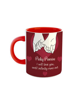ARTBUG - Red Pinky Promise I Will Love You Until Infinity Runs Out Ceramic Coffee Mug
