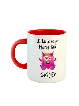 ARTBUG - Red I Love You My Monster Sister Printed Coffee Mug