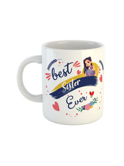 ARTBUG - White Best Sister Ever Printed Ceramic Coffee Mug