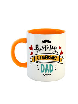 ARTBUG - Orange Happy Anniversary Dad Printed Ceramic Mug