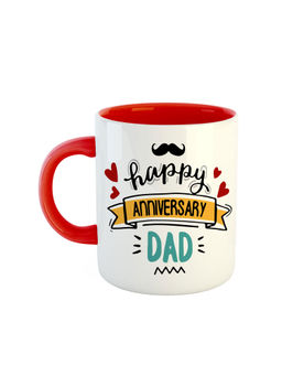 ARTBUG - Red Happy Anniversary Dad Printed Ceramic Mug
