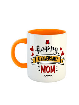 ARTBUG - Orange Happy Anniversary Mom Printed Ceramic Mug