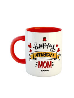 ARTBUG - Red Happy Anniversary Mom Printed Ceramic Mug