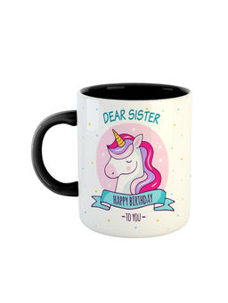 ARTBUG - Black Dear Sister Happy Birthday To You Ceramic Coffee Mug