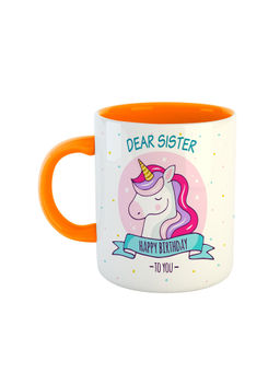 ARTBUG - Orange Dear Sister Happy Birthday To You Ceramic Coffee Mug