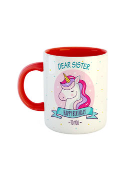 ARTBUG - Red Dear Sister Happy Birthday To You Ceramic Coffee Mug