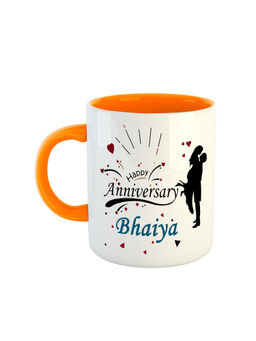 ARTBUG - Orange Happy Anniversary Bhaiya Ceramic Coffee Mug