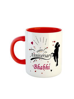 ARTBUG - Red Happy Anniversary Bhabhi Ceramic Coffee Mug