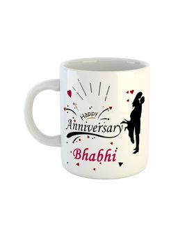 ARTBUG - White Happy Anniversary Bhabhi Ceramic Coffee Mug