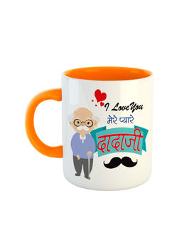 ARTBUG - Orange I Love You Mere Pyare Dada Ji Printed Ceramic Mug
