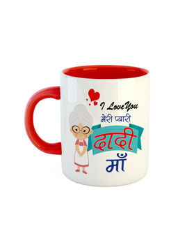 ARTBUG - Red I Love You Meri Pyari Dadi Maa Printed Ceramic Mug