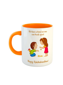 ARTBUG - Orange We Have A Bond No One Can Break Apart Happy Raksha Bandhan Ceramic Mug