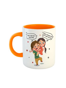 ARTBUG - Orange Brother Sister Quotation Ceramic Rakhi Gifting Mug