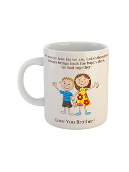 ARTBUG - White Love U Brother Printed Ceramic Mug