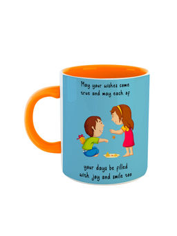 ARTBUG - Orange Brother Sister Wishes Quotation Printed Ceramic Mug