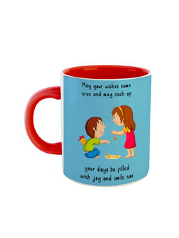 ARTBUG - Red Brother Sister Wishes Quotation Printed Ceramic Mug