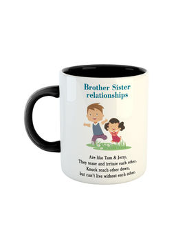 ARTBUG - Black Brother Sister Relationship Printed Ceramic Coffee Mug