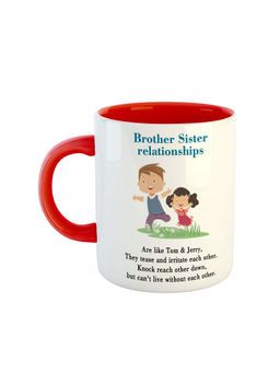 ARTBUG - Red Brother Sister Relationship Printed Ceramic Coffee Mug