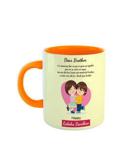 ARTBUG - Orange Dear Brother Happy Raksha Bandhan Printed Ceramic Coffee Mug